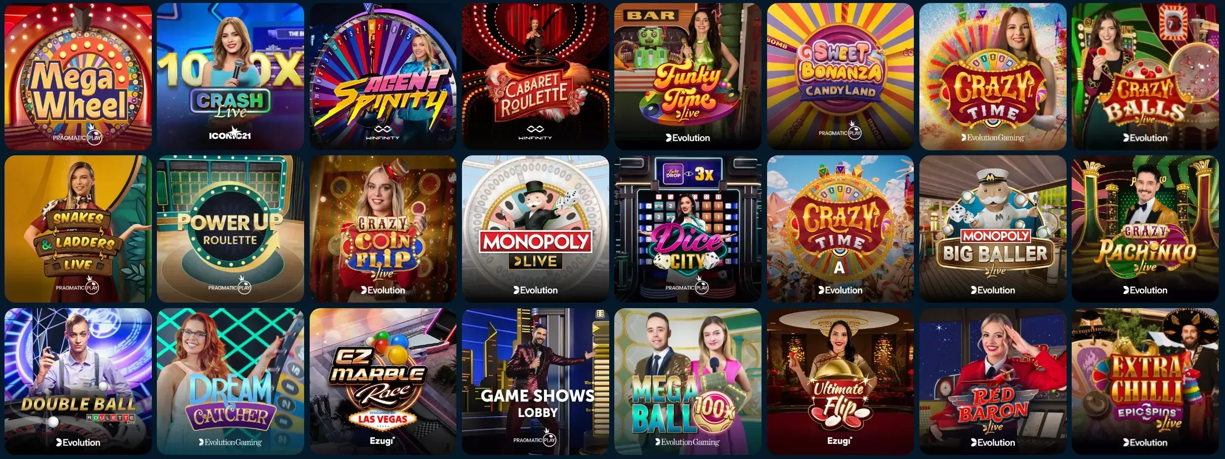 Luckygans Casino live game shows