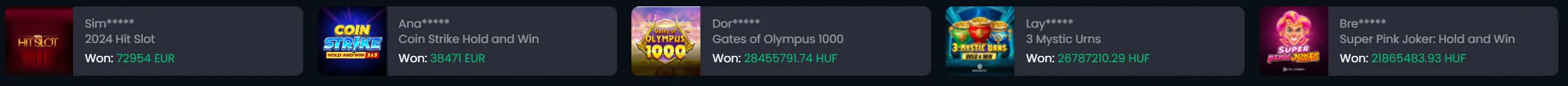 Luckygans Casino recente grote winsten